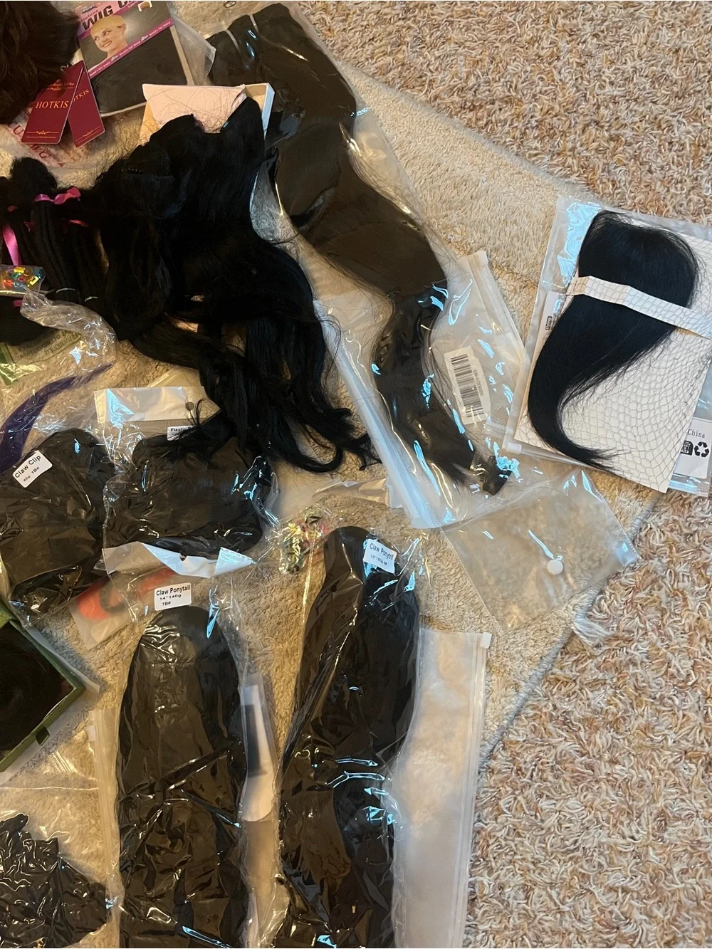 NWT Huge Assorted Human Hair Extensions & Wigs & Lashes both Human and Synthetic - Picture 3 of 15